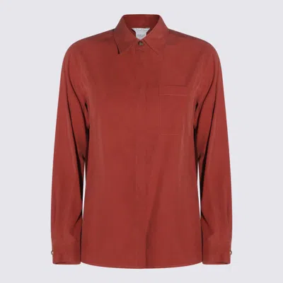 Max Mara Red Silk Shirt In Brown