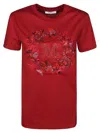 Max Mara Cotton T-shirt With Frontal Monogram In Red