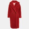 Max Mara Teddy Bear Icon Alpaca, Wool, And Silk Coat In Red