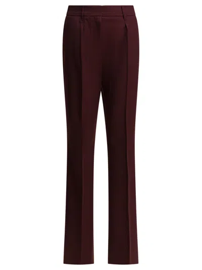 Max Mara Red Virgin Wool Trousers In Brown