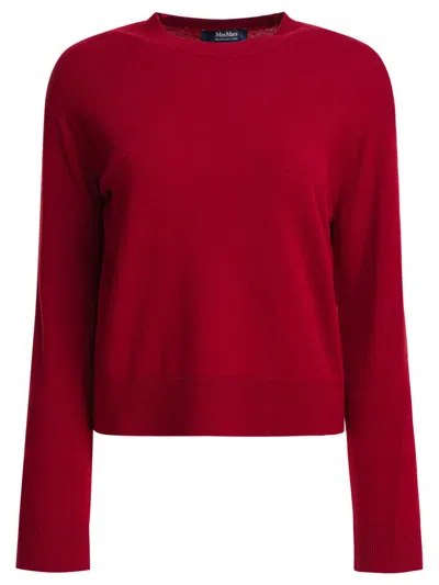 Max Mara Red Wool Top With Elbow Patches In Burgundy