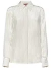 Max Mara Refined Ivory Silk Shirt With Subtle Beige Stripes In White
