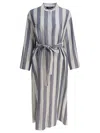 Max Mara Refined Midi Dress With Vertical Stripes In Gray