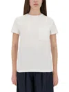 Max Mara Cotton T-shirt With Monogram And Patch Pocket In Multi