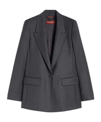 Max Mara Regular Fit Flannel Blazer In Gray