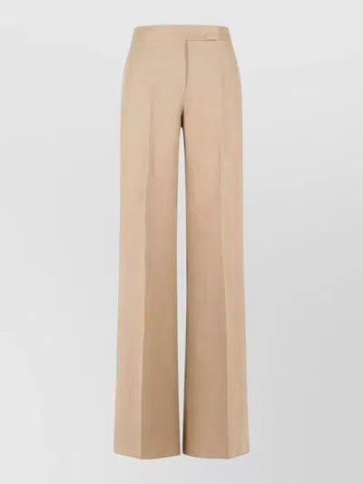 Max Mara Regular Fit Linen Trousers Front Crease In Nude