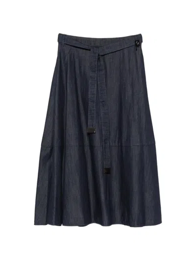 Max Mara Regular Fit Pure Cotton Denim Skirt With Invisible Back Zip And Belt Loops In Blue