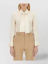 Max Mara Regular Fit Shirt With Bow Tie Detail In White