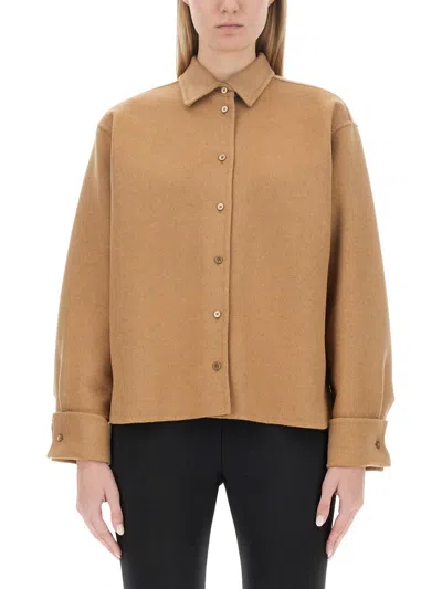 Max Mara Regular Fit Wool Shirt In Beige