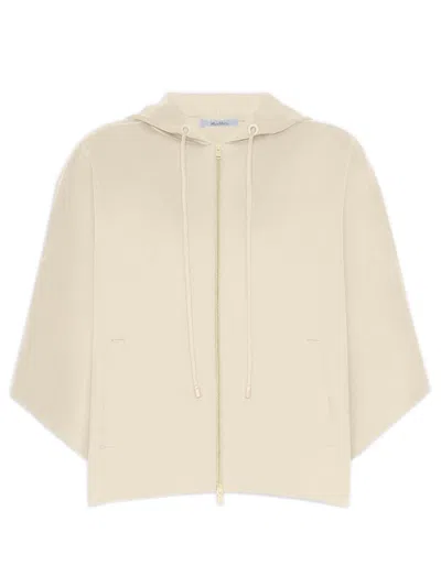 Max Mara Regular-fit Two-way Zip Jacket With Welt Pockets, Cotton T-shirt Lining & Logo Yoke Print In Beige