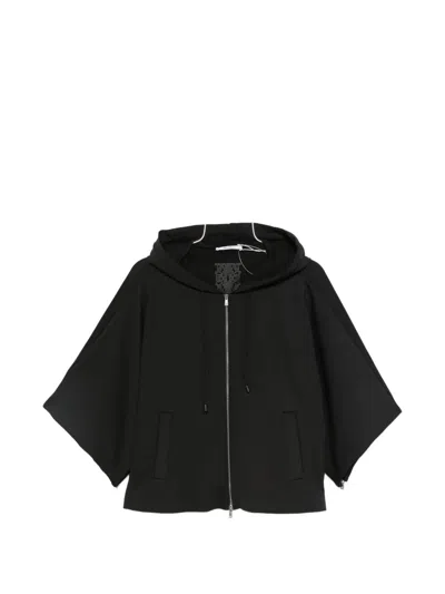 Max Mara Regular-fit Two-way Zip Sweatshirt With Side Welt Pockets In Nero