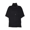 Max Mara Relaxed Black Cashmere Coat With High Collar And Wide Sleeves In Black