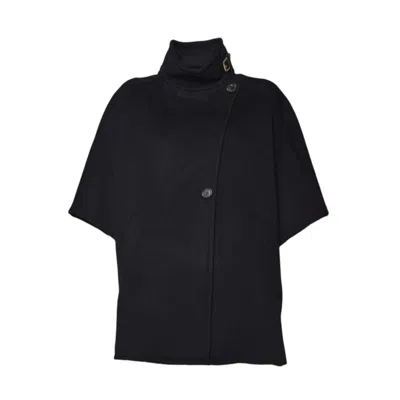 MAX MARA MAX MARA RELAXED BLACK CASHMERE COAT WITH HIGH COLLAR AND WIDE SLEEVES