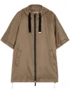Max Mara Relaxed Brown Jacket With Hood And Smooth Finish In Brown