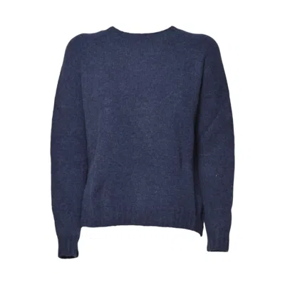 Max Mara Relaxed Fit Alpaca Blend Sweater With Round Neckline In Blue