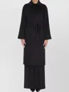 Max Mara Relaxed Fit Belted Coat Pockets In Black