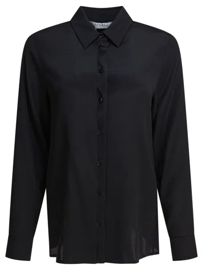 Max Mara Relaxed Fit Black Silk-elastane Blend Shirt