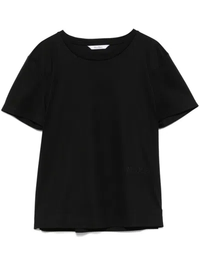 Max Mara Relaxed-fit Black T-shirt With Signature Branding