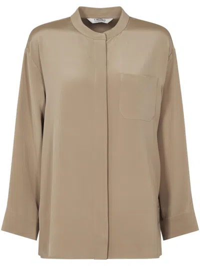 Max Mara Relaxed-fit Camel Shirt With Classic Collar In Neutral