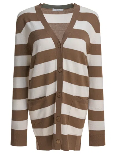 Max Mara Relaxed-fit Cardigan With Distinctive 1951 Lettering In Brown