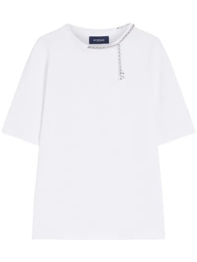 Max Mara Relaxed-fit Cotton T-shirt With Chain Detail In White