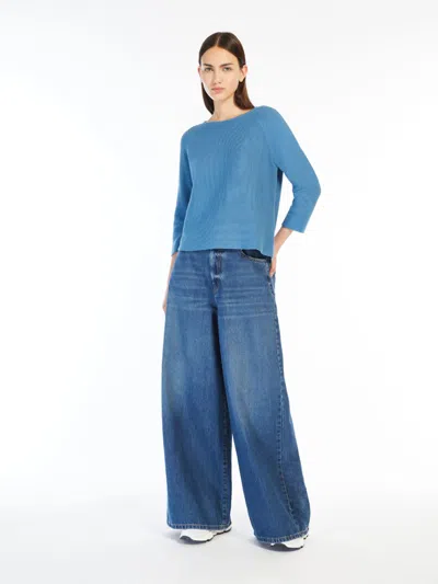 Max Mara Relaxed-fit Cotton Yarn Sweater In Blue