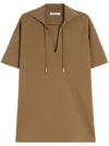 Max Mara Relaxed Fit Deep V-neck Brown Top With Drawstring Details In Brown