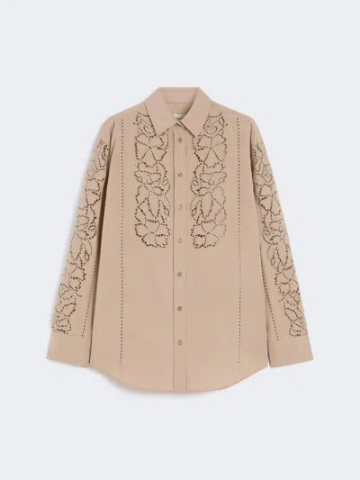 Max Mara Relaxed-fit Embroidered Poplin Shirt In Brown
