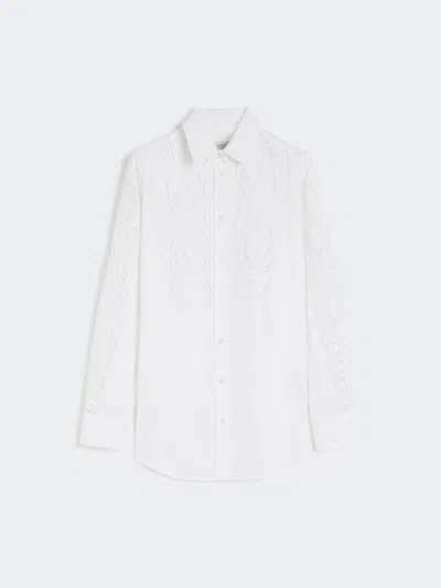 Max Mara Relaxed-fit Embroidered Poplin Shirt In White