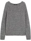 Max Mara Relaxed Fit Grey Sweater With Ribbed Details In Gray