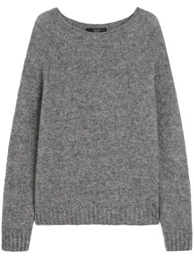 MAX MARA MAX MARA RELAXED FIT GREY SWEATER WITH RIBBED DETAILS