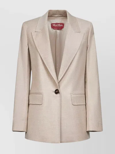 Max Mara Relaxed Fit Jacket Flap Pockets In Neutral