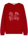 Max Mara Relaxed Fit Red Sweater With Sequin Embellished Logo In Red