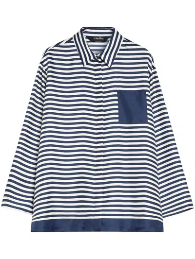 Max Mara Relaxed Fit Striped Shirt In Blue