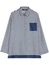 Max Mara Relaxed Fit Striped Shirt In Gray