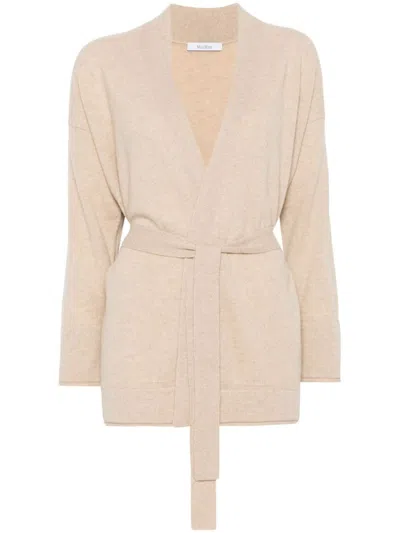Max Mara Relaxed Fit Sweater With Deep V-neckline In Neutrals