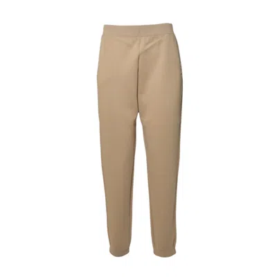 Max Mara Relaxed Fit Tapered Leg Pants With Embroidered Branding In Brown