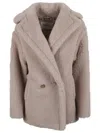 Max Mara Relaxed-fit Textured Coat With Classic Lapel In Neutral
