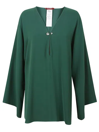 MAX MARA MAX MARA RELAXED FIT TRIACETATE TOP WITH DEEP V-NECKLINE