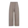 Max Mara Relaxed Fit Wide Leg Trousers In Neutral Cotton In Gray