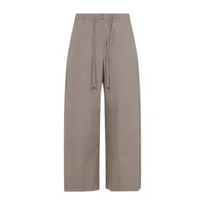 Max Mara Relaxed Fit Wide Leg Trousers In Neutral Cotton
