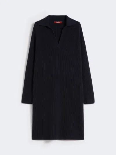 Max Mara Relaxed-fit Wool And Cashmere Dress In Blue