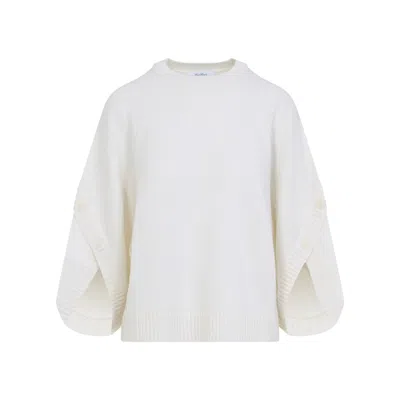 Max Mara Relaxed-fit Wool-cashmere Blend Sweater With Button Details In White