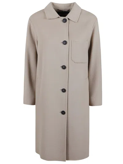 Max Mara Relaxed Fit Wool Coat With Classic Button-up Design In Gray
