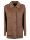 Max Mara Relaxed Fit Wool Jacket With Classic Button-up Front In Brown