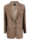 Max Mara Relaxed Leather Blazer With Classic Lapel In Brown