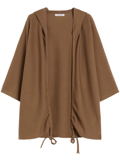 MAX MARA MAX MARA RELAXED OVERSIZED BROWN HOODIE WITH DRAWSTRING CLOSURE