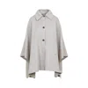 Max Mara Relaxed Silhouette Cape Coat With Embossed Pattern In Neutrals