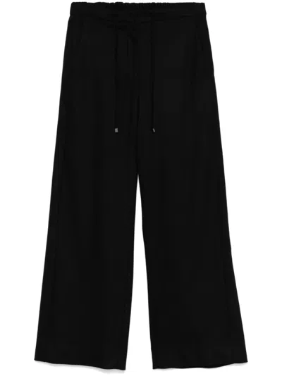 Max Mara Relaxed Wide-leg Trousers With Elastic Waistband In Black