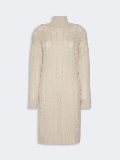 Max Mara Relaxed-fit Wool And Cashmere Yarn Dress In Neutral